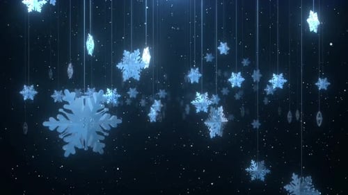 Elegant Falling Snowflakes Winter Holiday Background Loop