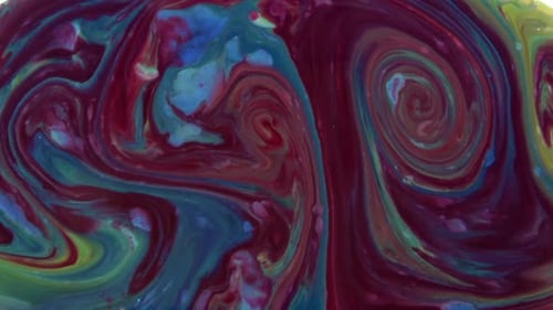 Abstract Swirling Liquid Paint Colors Close Up