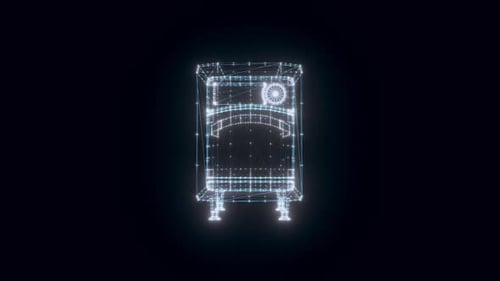 Holographic Truck Trailer Digital Wireframe Animation