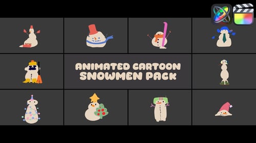 Animated Flat Design Snowmen Character Pack
