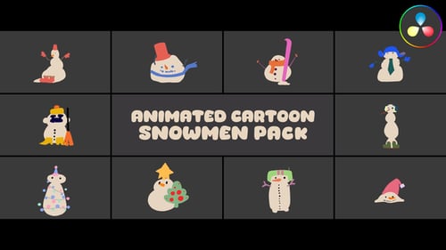 Animated Cartoon Snowmen Character Pack for Winter Holiday Projects