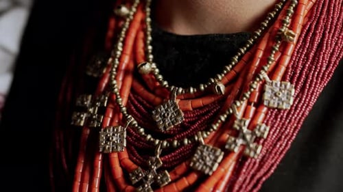 Beaded Necklace with Pendants Close Up