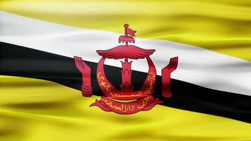 Animated Flag of Brunei with Realistic Waving Motion