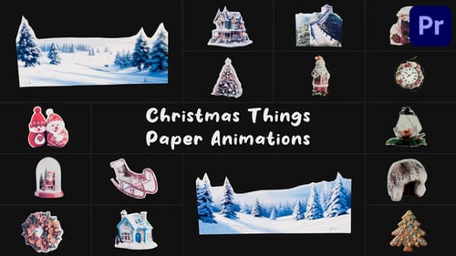 Christmas Things Paper Animations for Premiere Pro