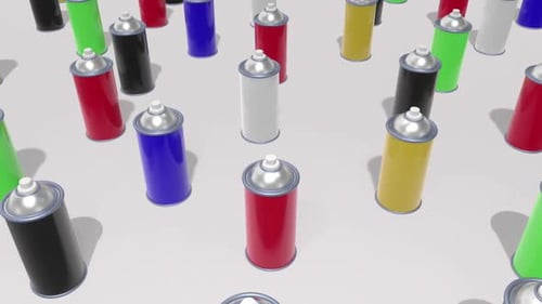 Colorful Spray Paint Cans Seamless Loop Animation