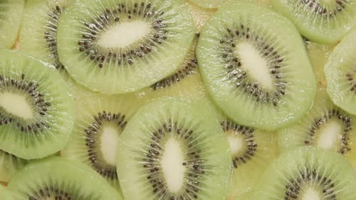 Sliced Kiwi Fruit Creates a Vibrant Green Pattern