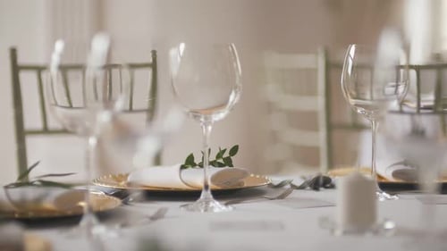 Elegant Wedding Reception Table Setting Close Up