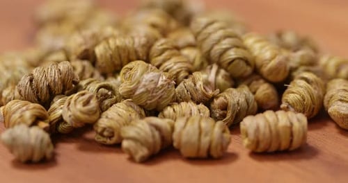 Macro Shot of Rolled Dried Culinary Herbs