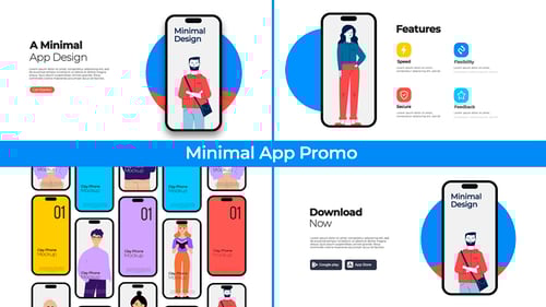 Minimalist Mobile App Presentation with Flat Design Animations