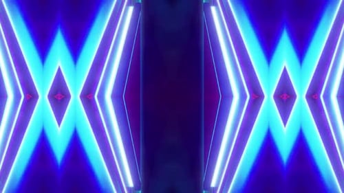 Abstract Neon Glowing Geometric Tunnel Loop Background