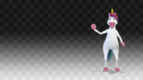 Unicorn Horse Comes Out From The Right Side Of The Screen And Greeting Video Loop And Alfa Channel
