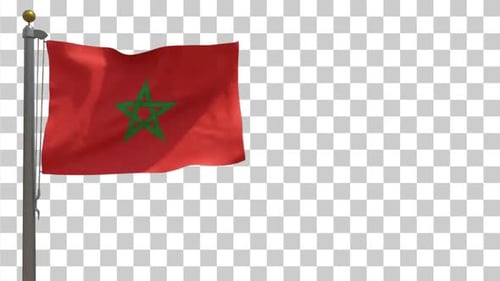 Morocco Flag Waving on Transparent Background