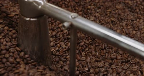 Mixing Roasted Coffee Beans in a Machine