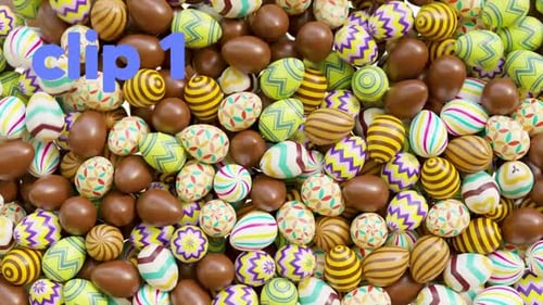Falling Chocolate and Patterned Easter Eggs Animation