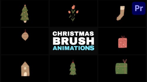 Animated Hand-Drawn Christmas Brush Elements Pack