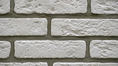 Rough White Bricks on Wall Interior Close-up