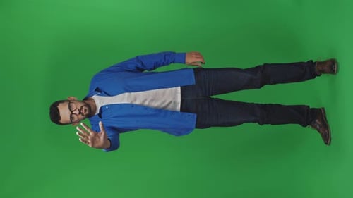 Man Waving Hello on Green Screen