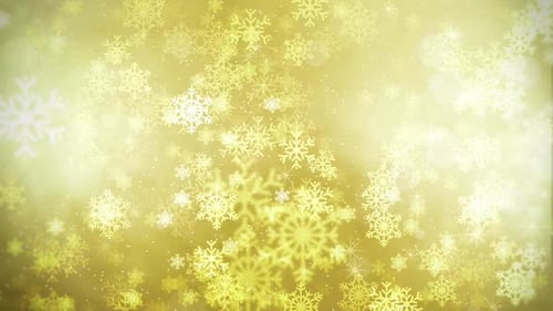 Golden Sparkling Snowflakes Winter Holiday Background Loop