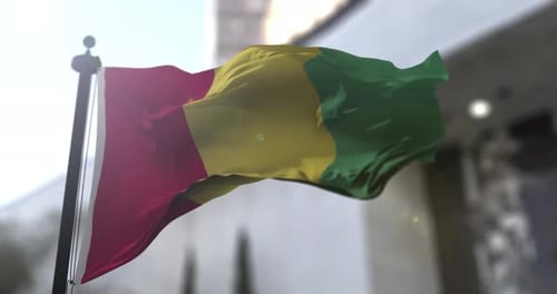 Realistic Flag of Guinea Waving Animation