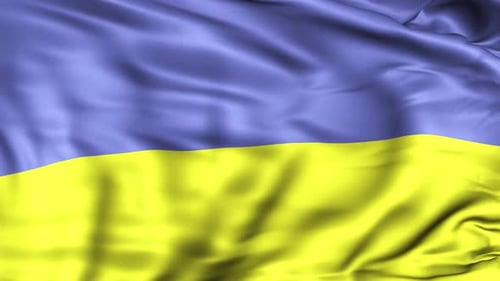 Waving Ukrainian Flag in Realistic Fabric Loop