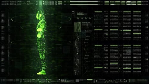 Futuristic Holographic Human Body Scan Data Interface