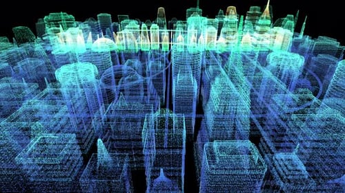 Futuristic Holographic Cyber City 01