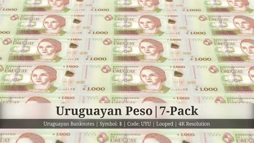 Uruguayan Peso | Uruguay Currency - 7 Pack | 4K Resolution | Looped