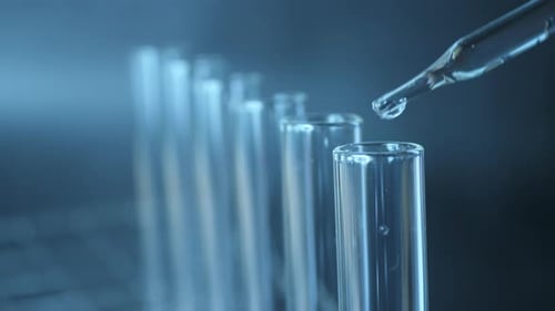 Liquid Drop into Test Tube for Science Experiment