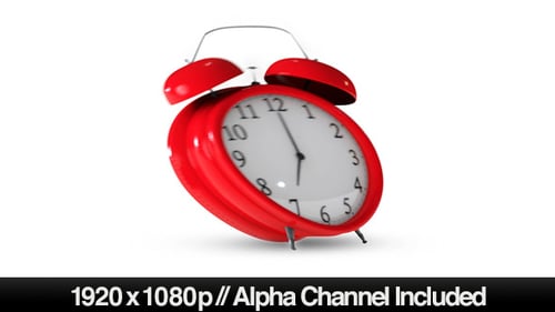 Animated Red Alarm Clock with Dynamic Bounces and Alpha Channel
