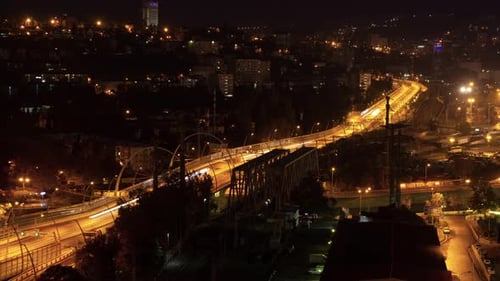 Time Lapse City Traffic At Night The Cars are Moving Upon the Night Street Very Fast
