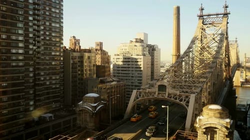 Helicopter Aerial Shot of Modern Skyscraper Buildings in Urban City Metropolis