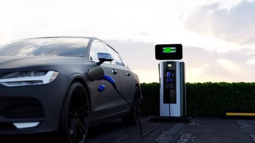 Electric Car Connected The Charging Station II