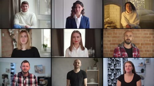 Gruppe von Personen während eines Online-Meetings über die Zoom-Plattform