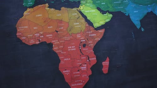 Colorful World Map with Africa Continent