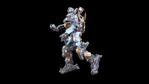 Futuristic 3D Robot Walking and Running Animation Loop