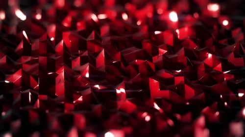 Abstract Red Geometric Crystals Gliding Seamlessly Looping Background