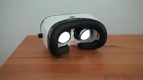 Virtual Reality Headset on a Wooden Table