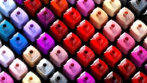Colorful Nail Polish Bottles Array Seamless Loop
