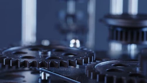 Rotating Metal Gears Showcase Mechanical Precision