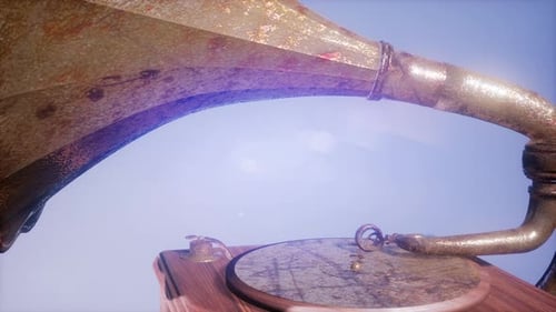 Vintage Gramophone Animation with Magical Light Effect