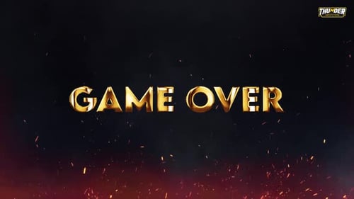 Game Over Title Reveal with Metallic 3D Text and Particles