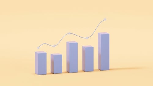 Bar graph with growth trend
