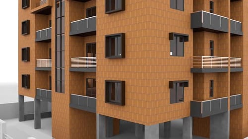 Abstrakte Fassade des Wohnhochhauses