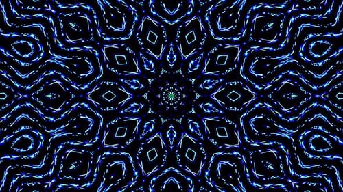 Blue Glowing Geometric Kaleidoscope Looping Background