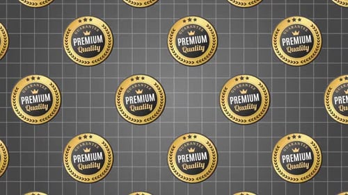Animated Golden Premium Quality Guarantee Badges Background Loop