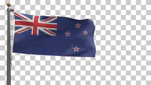 Realistic New Zealand Flag Waving on a Pole