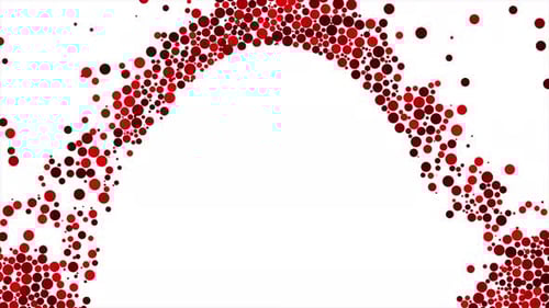Quick motion of multi-colored dots of different size creating the empty circle-shaped space