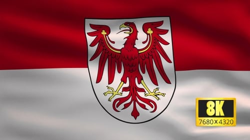 Waving Flag of Brandenburg with Red Eagle Emblem