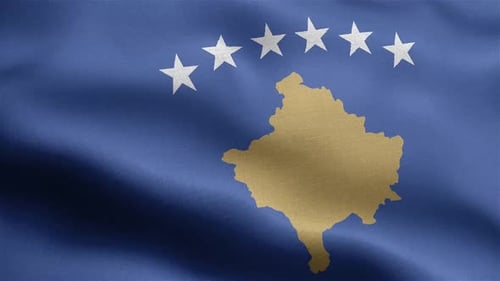 Kosovo National Flag Waving Loop Animation
