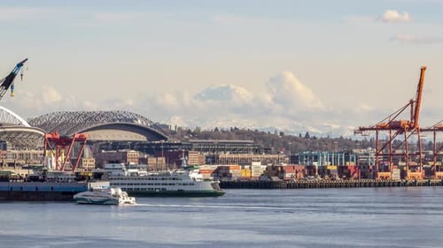 Mont. Rainier vu de Seattle dans l'État de Washington.